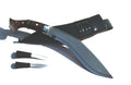 Handmade Nepalese Heancy Kukri Knife 10 inch full tang with rosewood handle, black leather sheath, Karda and Chakmak – Grace Kukri House