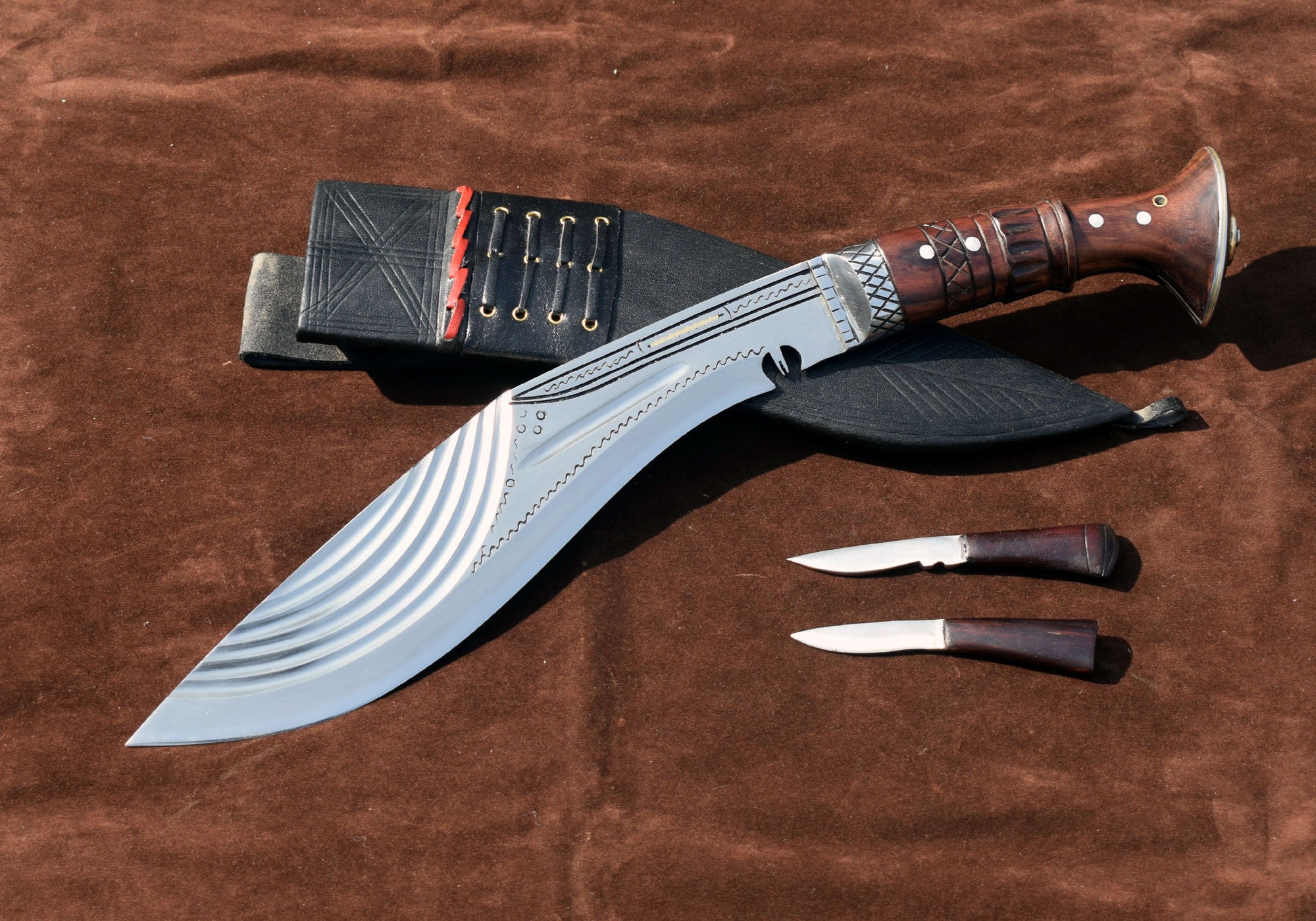 Fancy Full Tang Kukri Knife – 12.5" Blade with Black Sheath