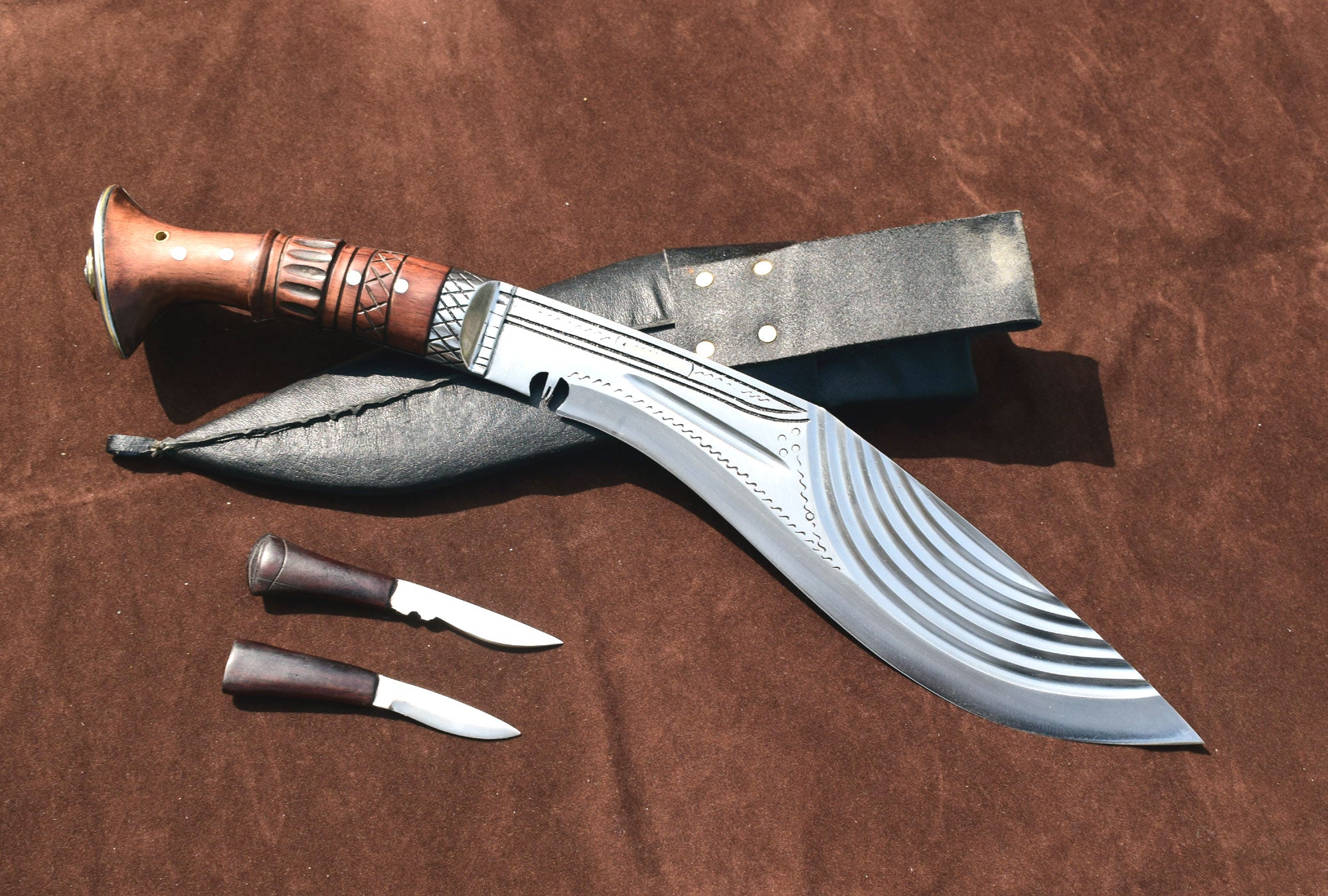 Fancy Full Tang Kukri Knife – 12.5" Blade with Black Sheath