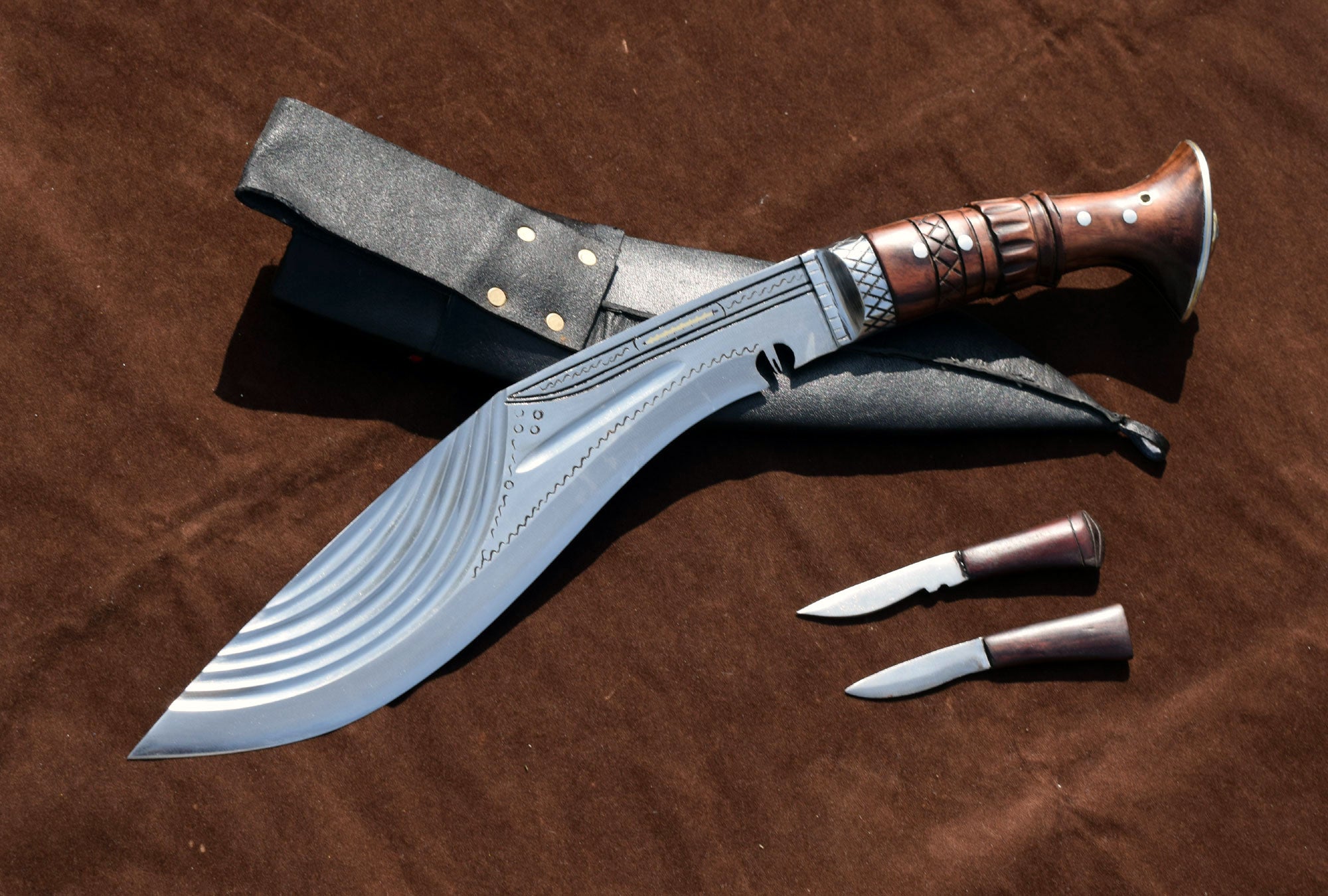 Fancy Full Tang Kukri Knife – 12.5" Blade with Black Sheath