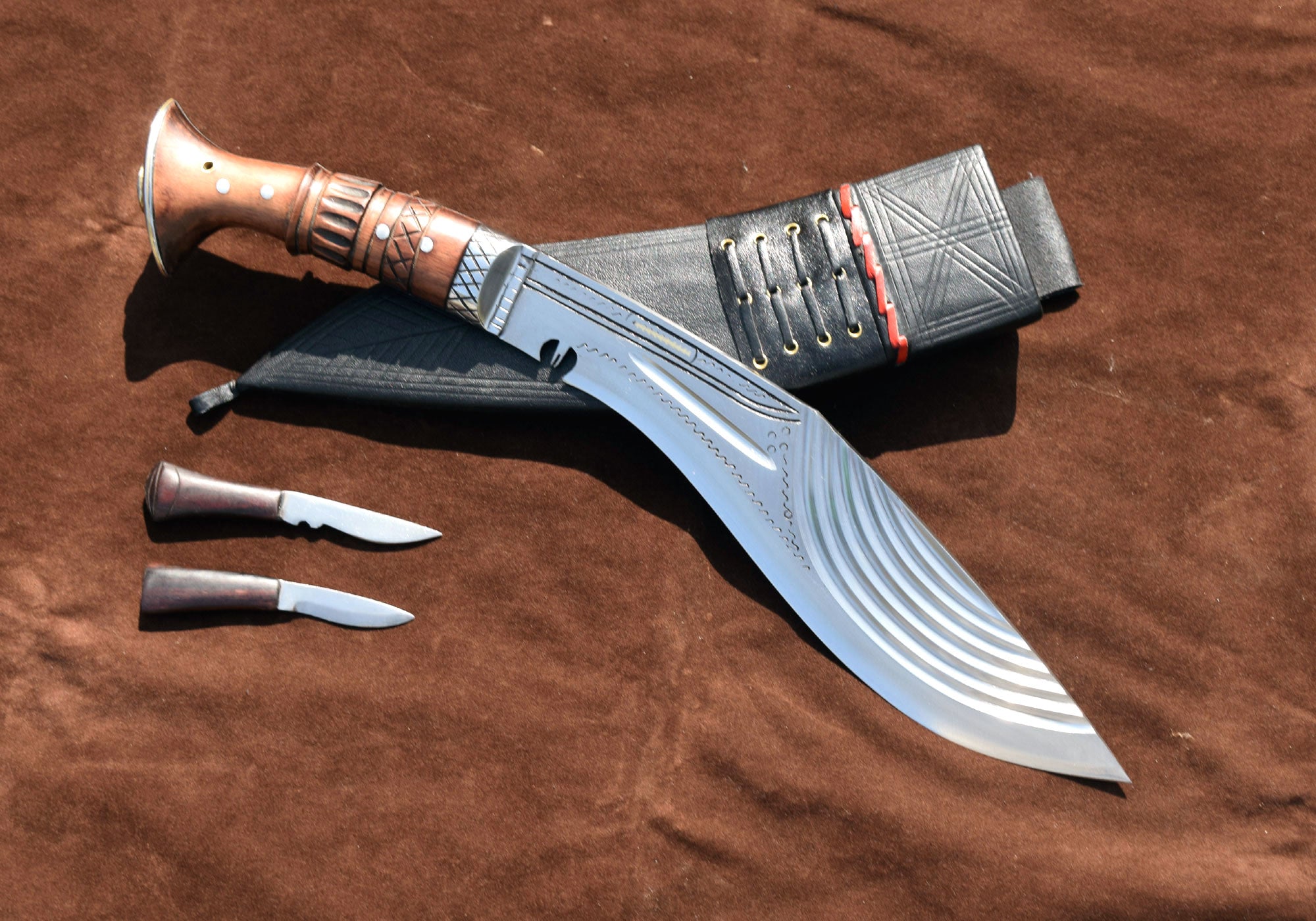 Fancy Full Tang Kukri Knife – 12.5" Blade with Black Sheath