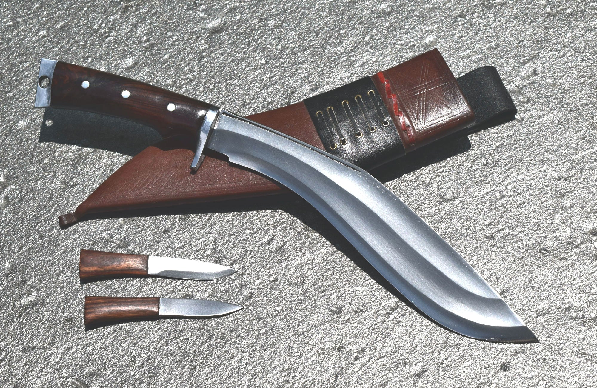 Handmade Nepalese-Traditional Kukuri-Kukri Knife-Afghan Full Tang-12" Blade- Brown Sheath