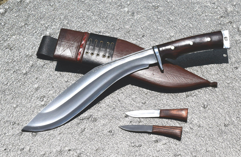 Handmade Nepalese-Traditional Kukuri-Kukri Knife-Afghan Full Tang-12" Blade- Brown Sheath