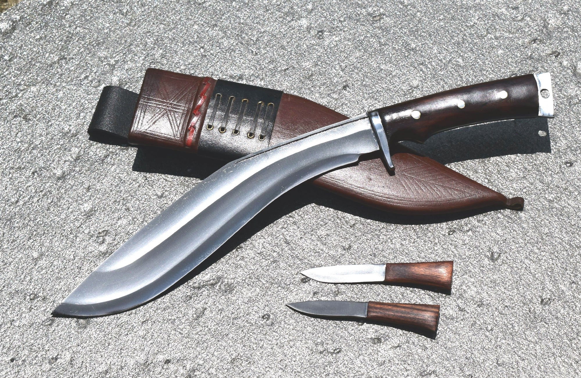 Handmade Nepalese-Traditional Kukuri-Kukri Knife-Afghan Full Tang-12" Blade- Brown Sheath