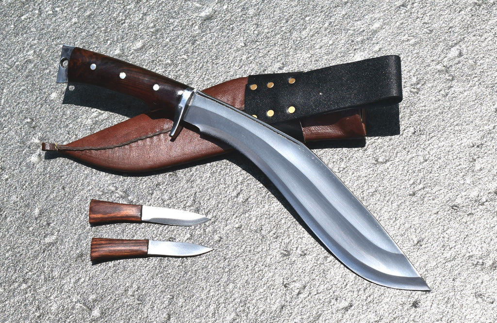 Handmade Nepalese-Traditional Kukuri-Kukri Knife-Afghan Full Tang-12" Blade- Brown Sheath
