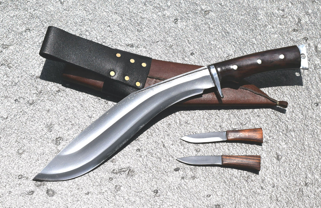 Handmade Nepalese-Traditional Kukuri-Kukri Knife-Afghan Full Tang-12" Blade- Brown Sheath