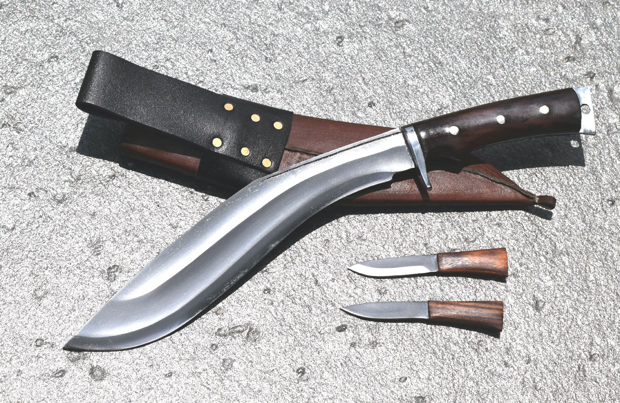 Handmade Nepalese-Traditional Kukuri-Kukri Knife-Afghan Full Tang-12" Blade- Brown Sheath