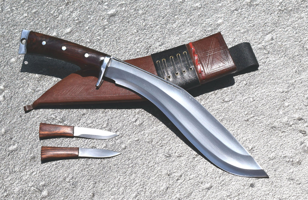 Handmade Nepalese-Traditional Kukuri-Kukri Knife-Afghan Full Tang-12" Blade- Brown Sheath