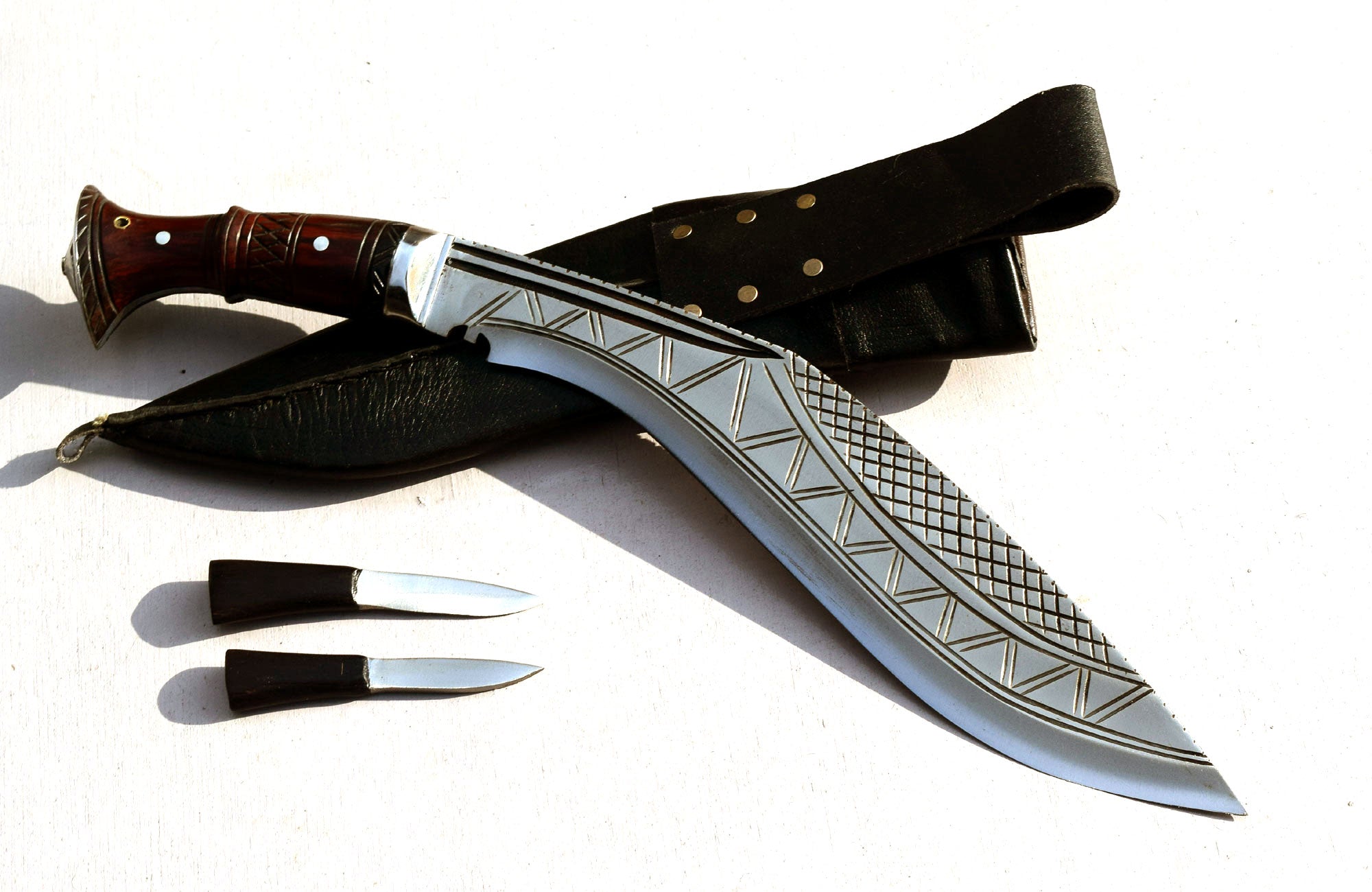 Traditional Bhojpure Kukri knife full tang construction with karda and chakmak Nepal handmade