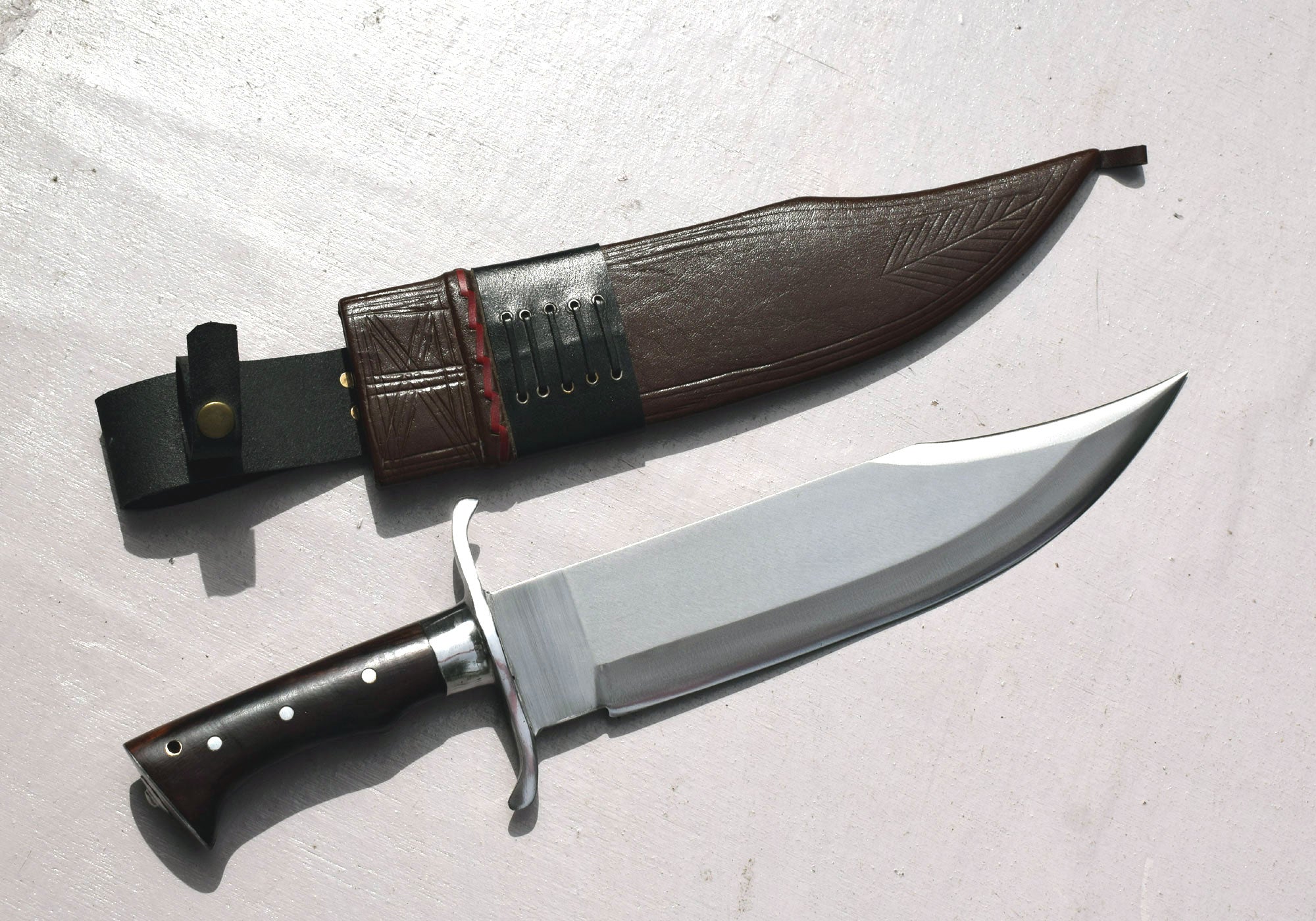 Grace Kukri House GKH-054 Bowie knife side profile showing 5160 carbon steel blade