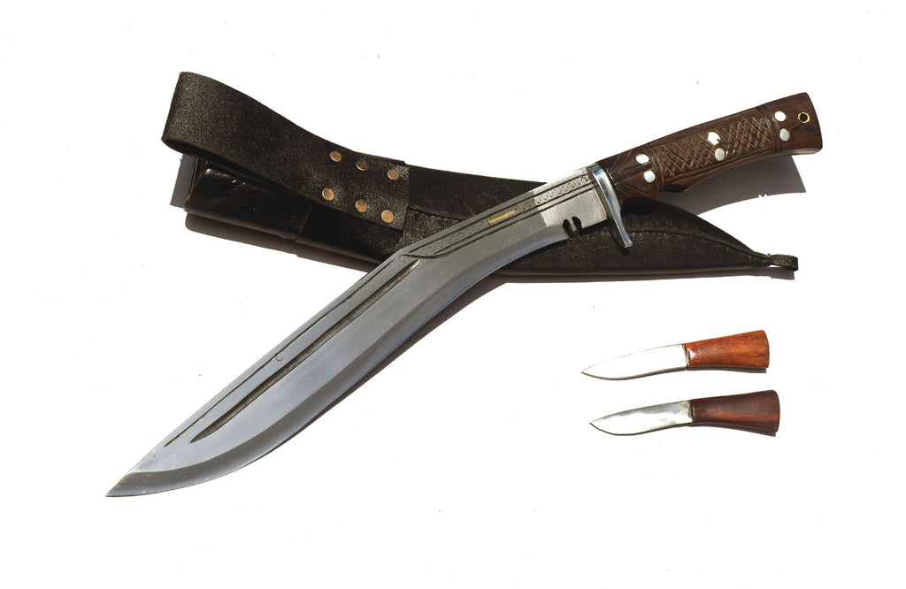 Sirupate Kukri knife full tang 5160 steel blade close up handmade Kathmandu Nepal