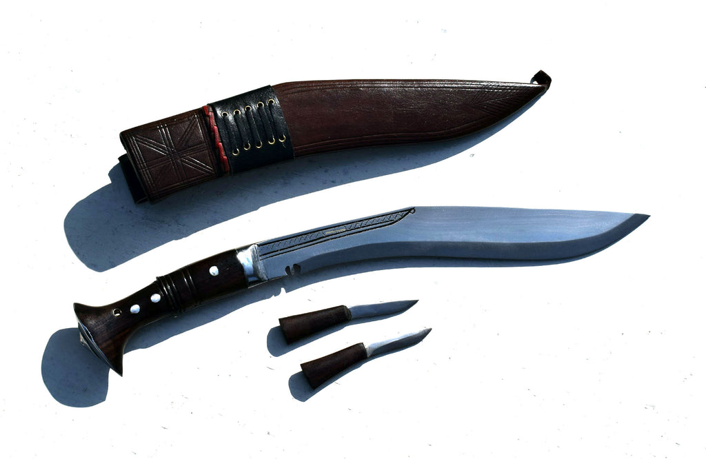 Handmade Nepalese Traditional Kukri Knife – Sirupate Full Tang – 13" Blade – 5.25" Handle – Brown Sheath