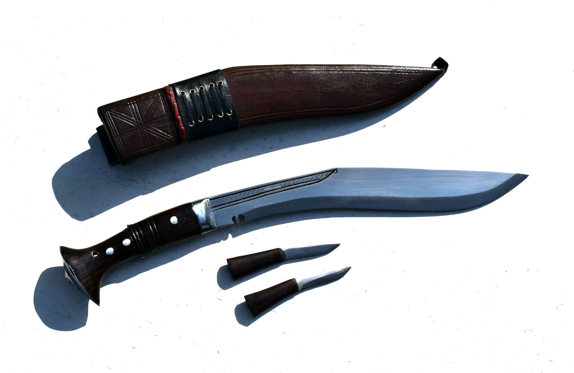 Handmade Nepalese Traditional Kukri Knife – Sirupate Full Tang – 13" Blade – 5.25" Handle – Brown Sheath