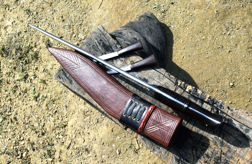 Handmade Nepalese Traditional Kukri Knife – Sirupate Full Tang – 13" Blade – 5.25" Handle – Brown Sheath