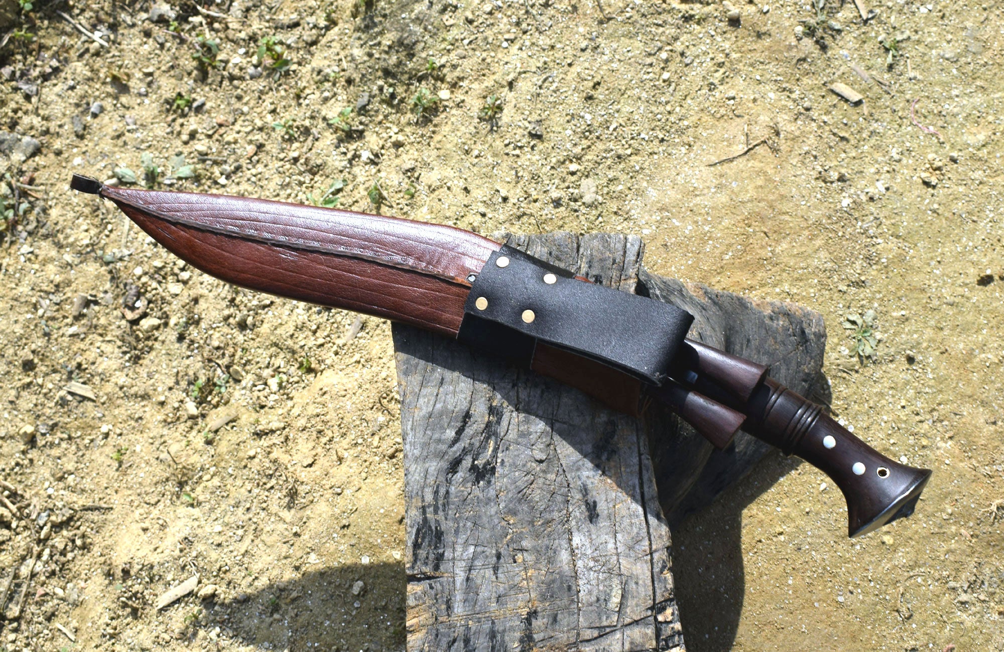 Handmade Nepalese Traditional Kukri Knife – Sirupate Full Tang – 13" Blade – 5.25" Handle – Brown Sheath