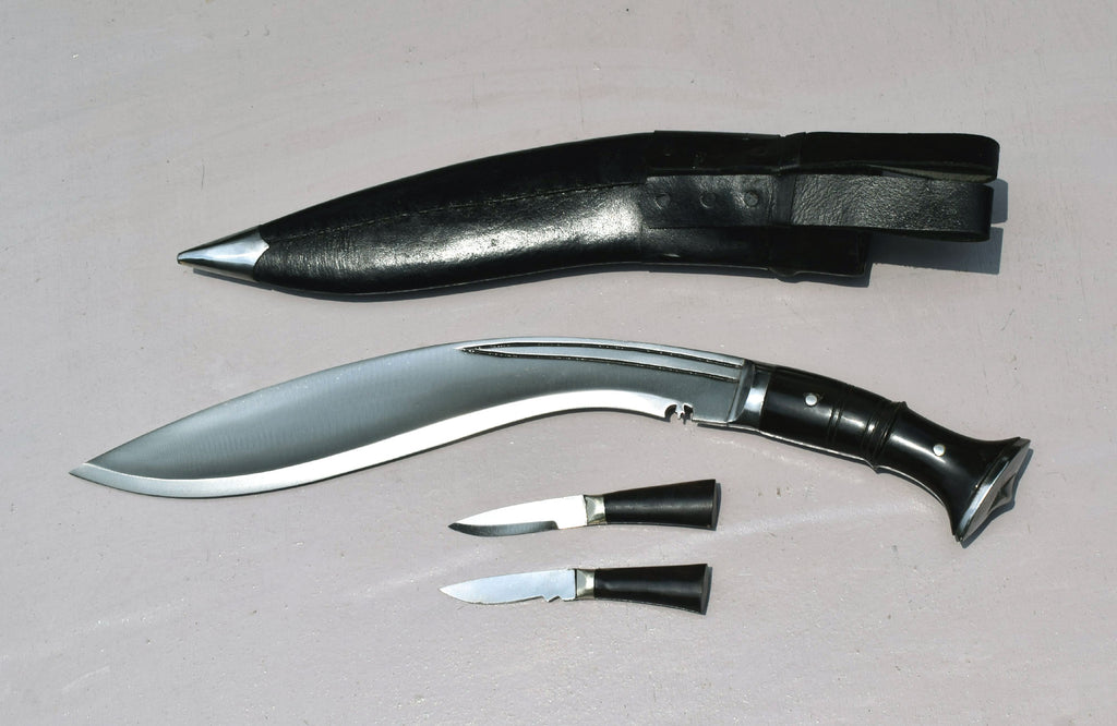 Bhojpure kukri knife with black leather sheath