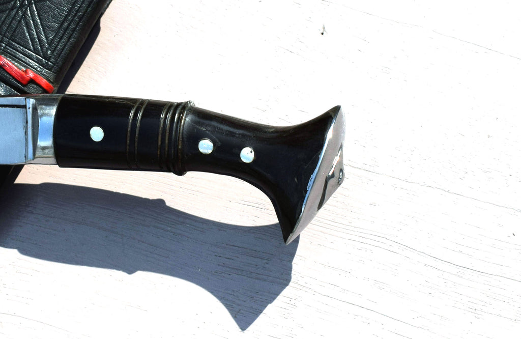 Handmade Nepalese - Traditional Kukri Knife – Sirupate Full Tang-15.5" Blade-Buffalo Horn Handle - Black Sheath.