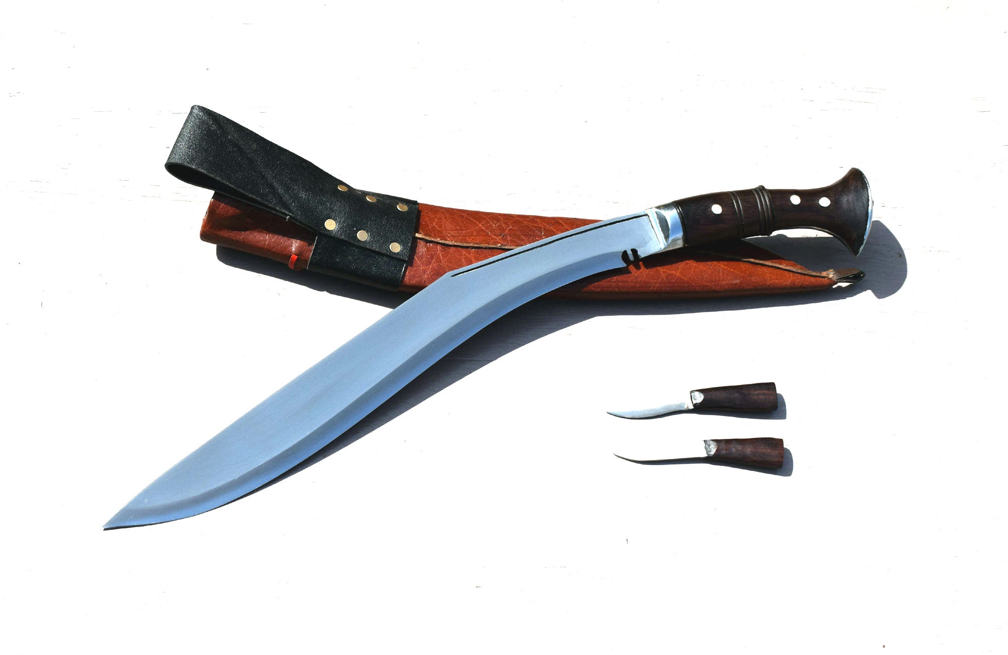 Brown cottonwood scabbard with leather wrap – traditional kukri sheath
