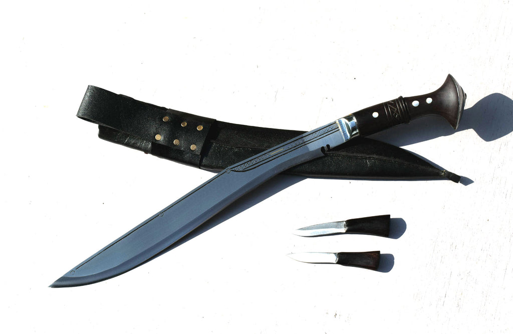 Sirupate Kukri Knife 15" Full Tang – Rosewood Handle & Black Sheath | Grace Kukri House