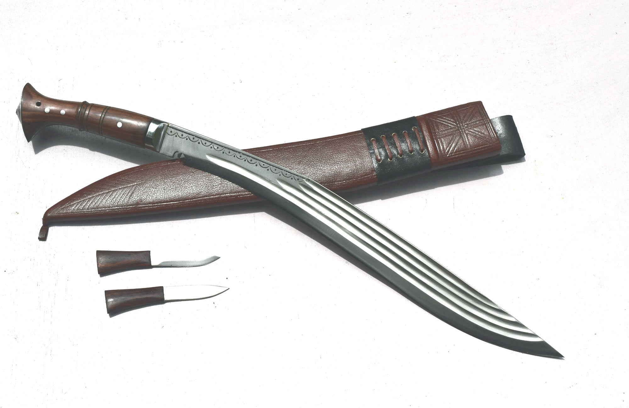 Handmade Nepalese Sirupate Kukri Knife 18 inch Full Tang with Rosewood Handle and Brown Leather Sheath – Grace Kukri House