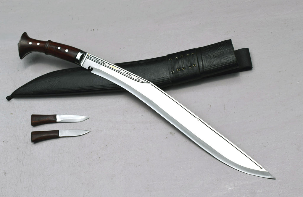 Handmade Nepalese Sirupate Kukri Knife 18.5 inch full tang blade with rosewood handle and black leather sheath – Grace Kukri House