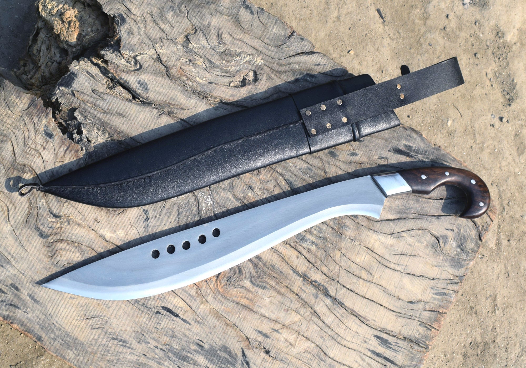 Handmade Kukri Machete 18 inch with wooden handle top view