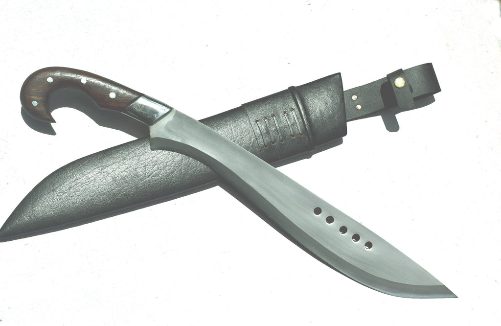Handmade Nepali Kukri Machete 18 inch full tang hunting survival knife with black leather sheath