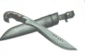 Handmade Nepali Kukri Machete 18 inch full tang hunting survival knife with black leather sheath