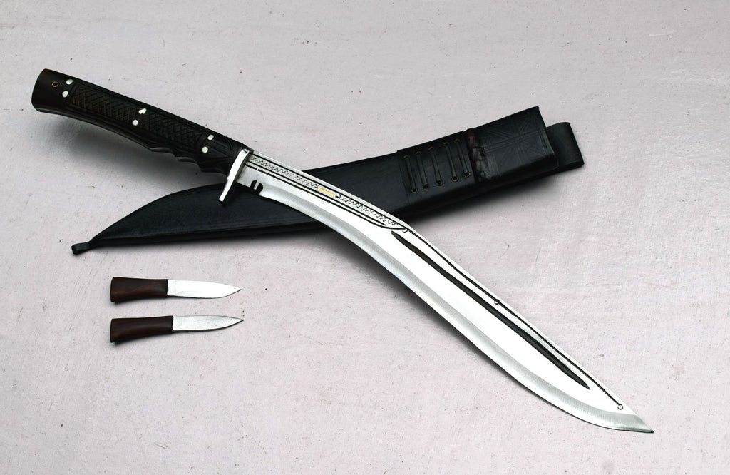 Handmade 18 inch Sirupate Kukri knife with full tang construction and 9.75 inch rosewood handle – traditional Nepalese kukri by Grace Kukri House Kathmandu
