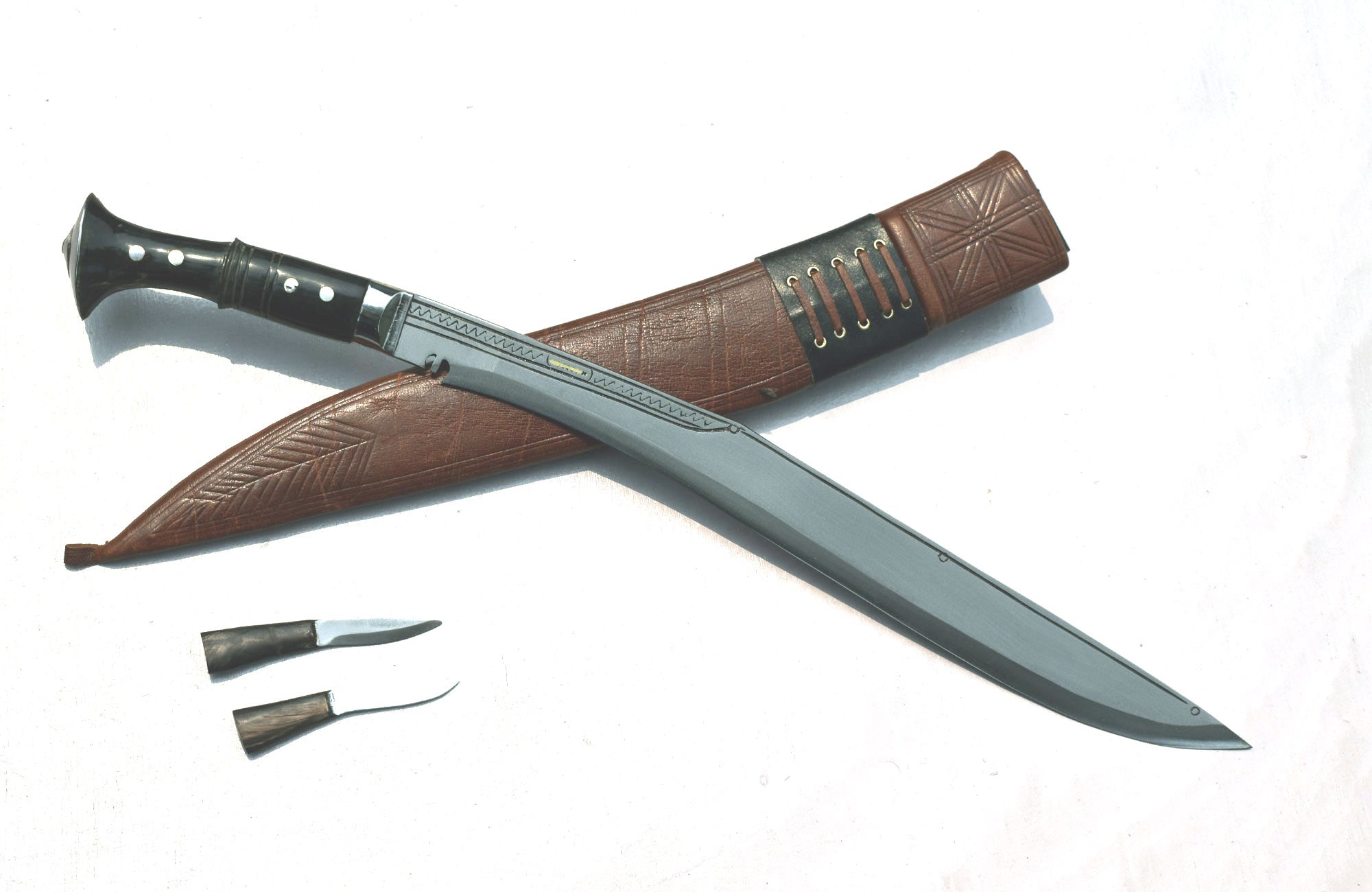 Buffalo horn handle of the traditional Nepalese Sirupate kukri knife