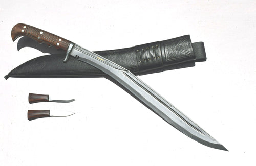 Handmade Nepalese Sirupate Full Tang Kukri 18 inch with 7 inch rosewood handle, black leather sheath and Karda Chakmak – Grace Kukri House Nepal