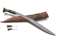 Handmade Nepalese 18-inch Sirupate kukri knife with buffalo horn handle and brown leather sheath