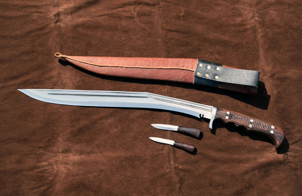 Handmade Nepalese Sirupate Full Tang Kukri 18 inch – brown leather sheath with Karda and Chakmak – Grace Kukri House Nepal