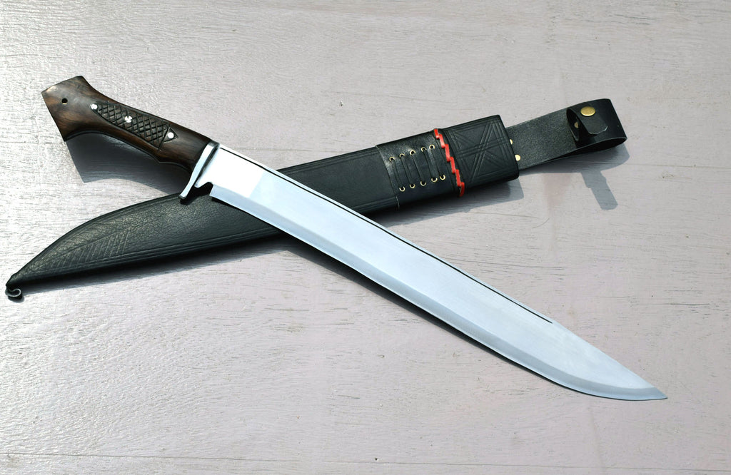 Handmade Nepali Kukri Machete – 20" Full Tang Hunting & Survival Knife with Black Sheath