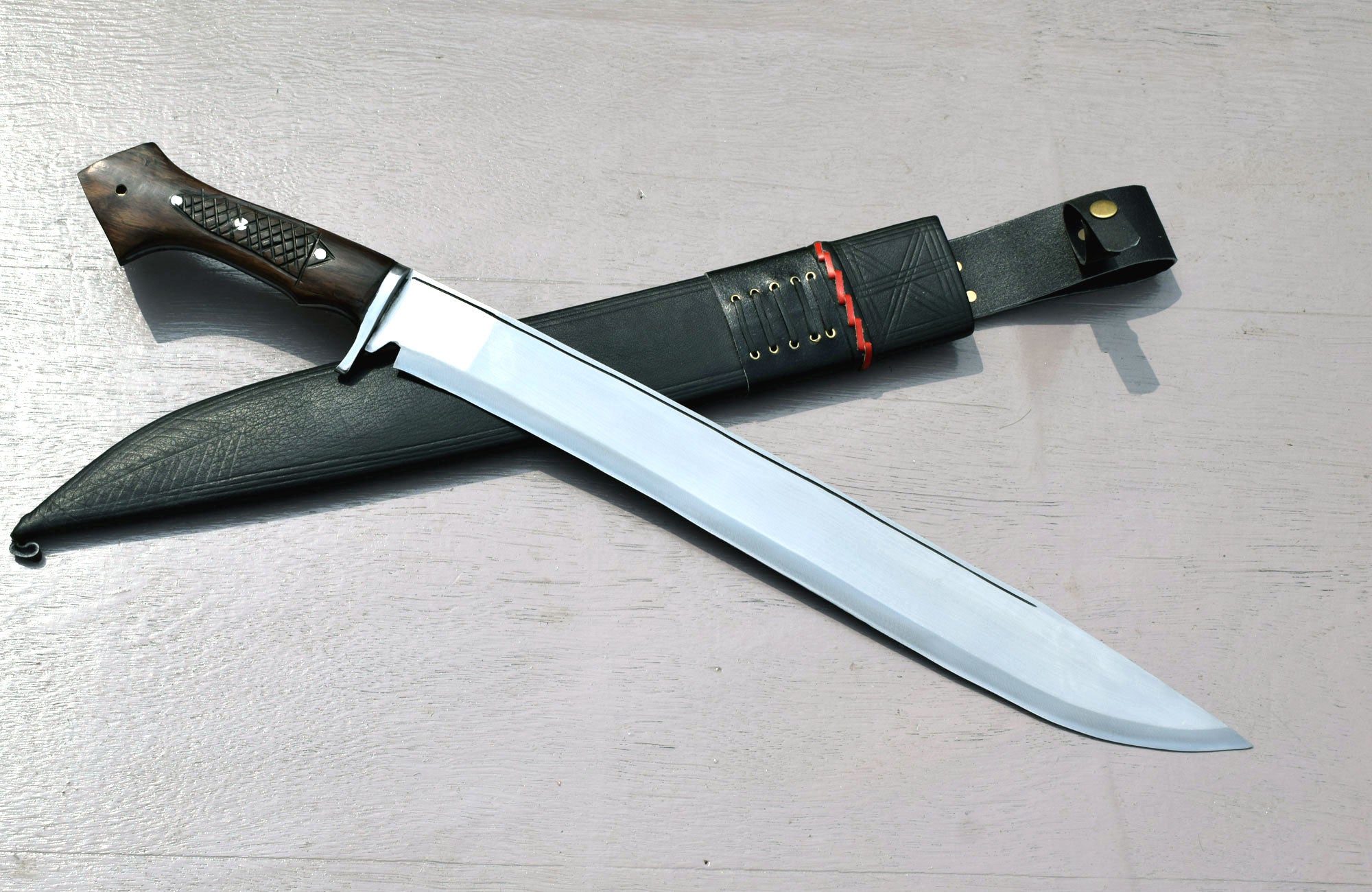 Handmade Nepali Kukri Machete – 20" Full Tang Hunting & Survival Knife with Black Sheath