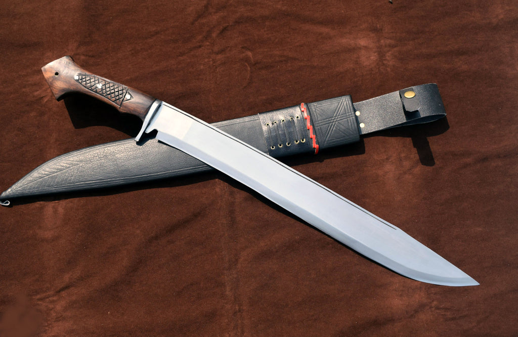 Handmade Nepali Kukri Machete – 20" Full Tang Hunting & Survival Knife with Black Sheath