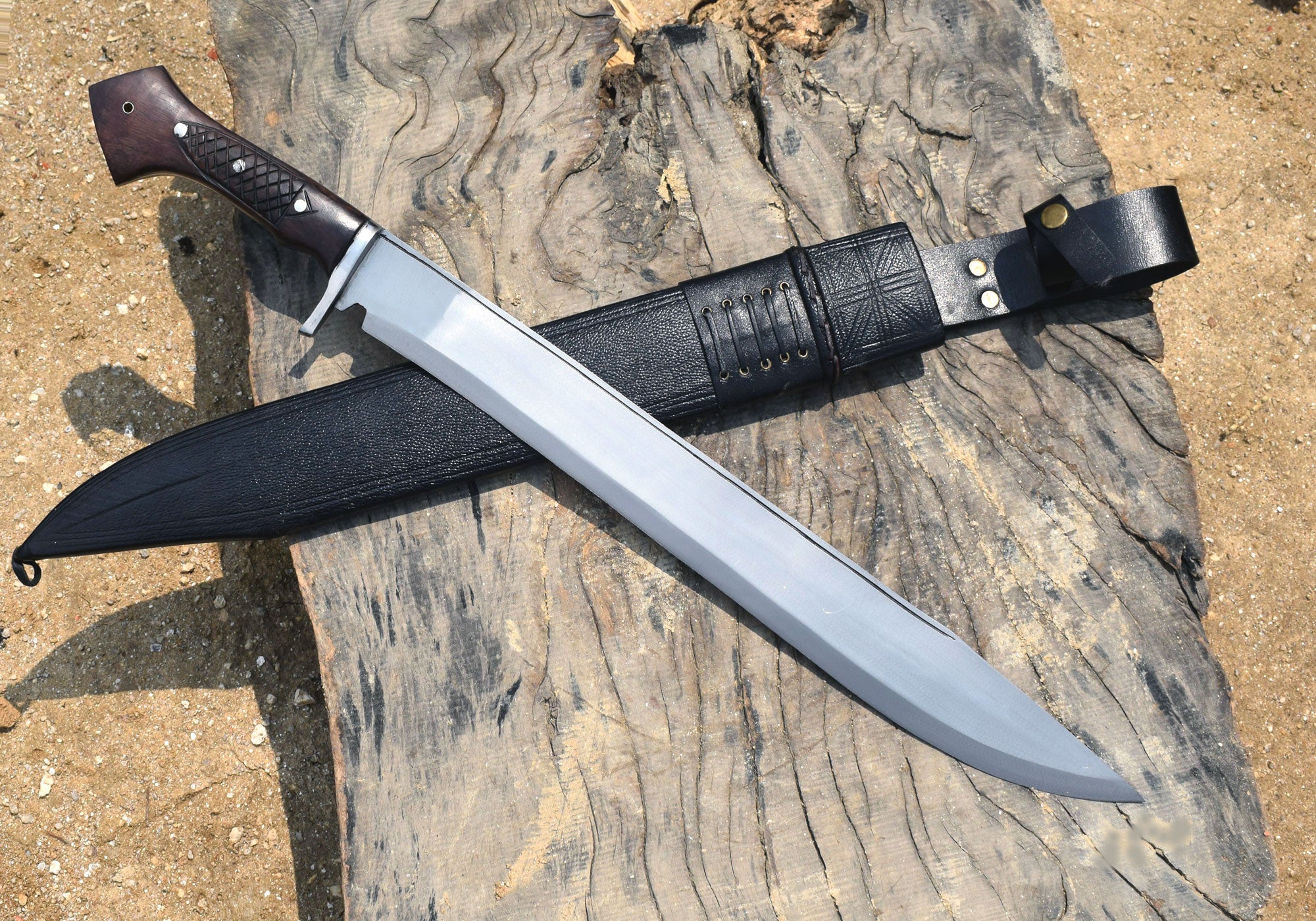 Handmade Nepali Kukri Machete – 20" Full Tang Hunting & Survival Knife with Black Sheath