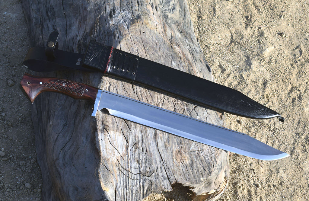 Handmade Nepali Kukri Machete – 20" Full Tang Hunting & Survival Knife with Black Sheath