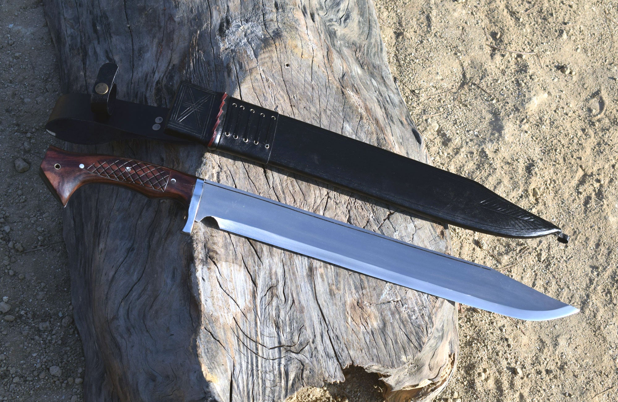 Handmade Nepali Kukri Machete – 20" Full Tang Hunting & Survival Knife with Black Sheath