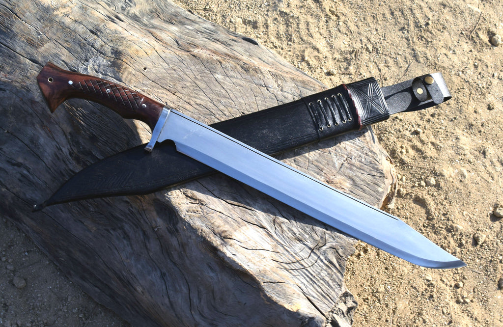 Handmade Nepali Kukri Machete – 20" Full Tang Hunting & Survival Knife with Black Sheath