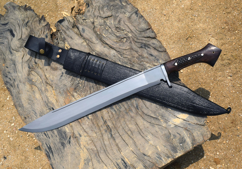 Handmade Nepali Kukri Machete – 20" Full Tang Hunting & Survival Knife with Black Sheath