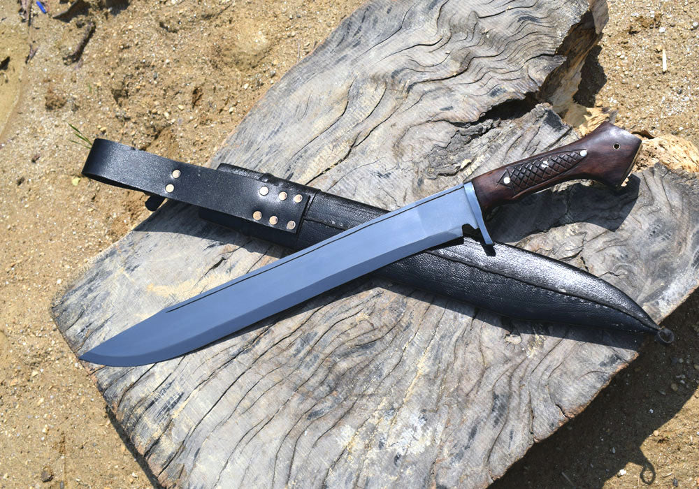 Handmade Nepali Kukri Machete – 20" Full Tang Hunting & Survival Knife with Black Sheath