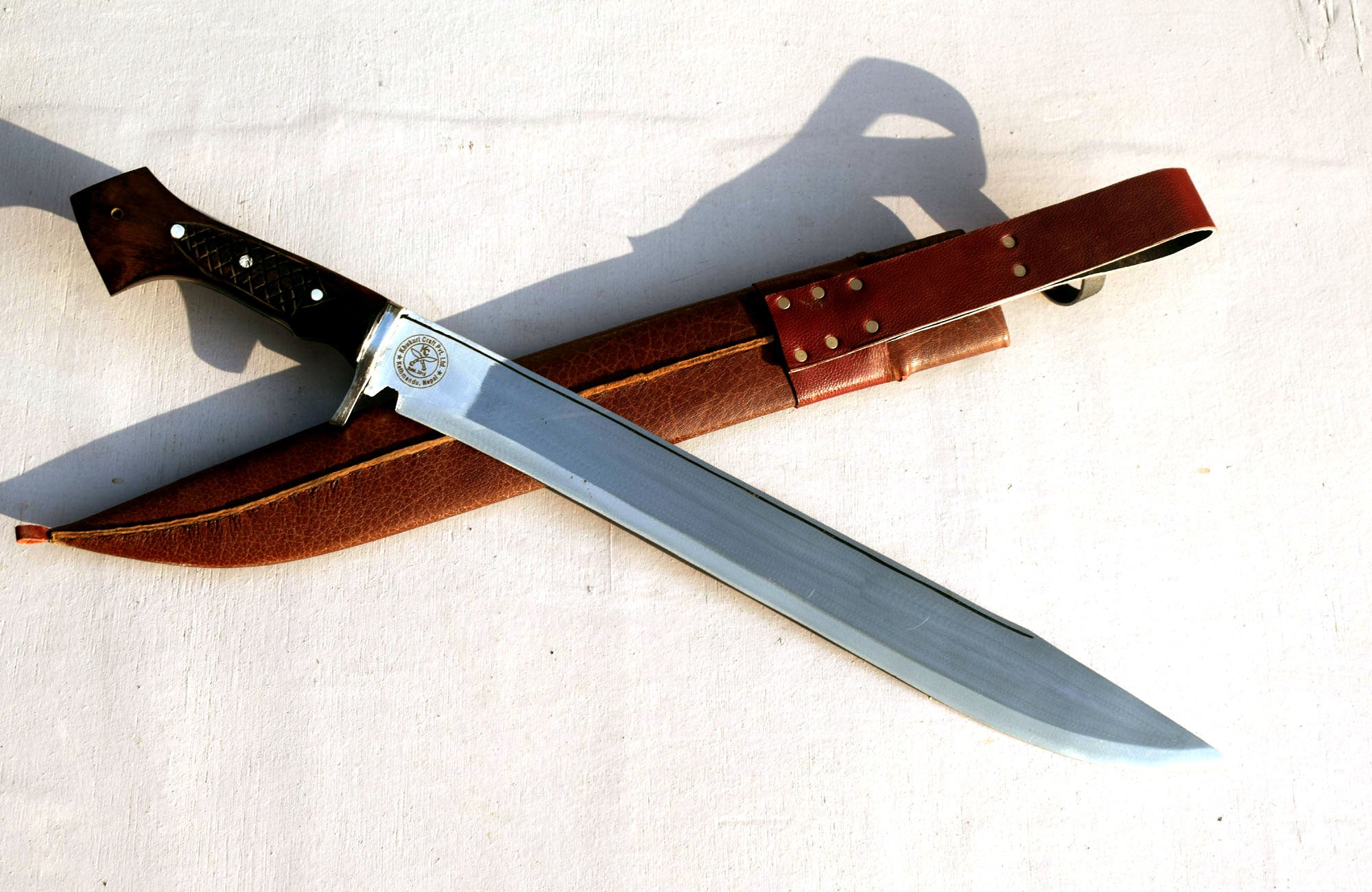 Handmade Nepali Kukri Machete – 20" Full Tang Hunting & Survival Knife with Sheath
