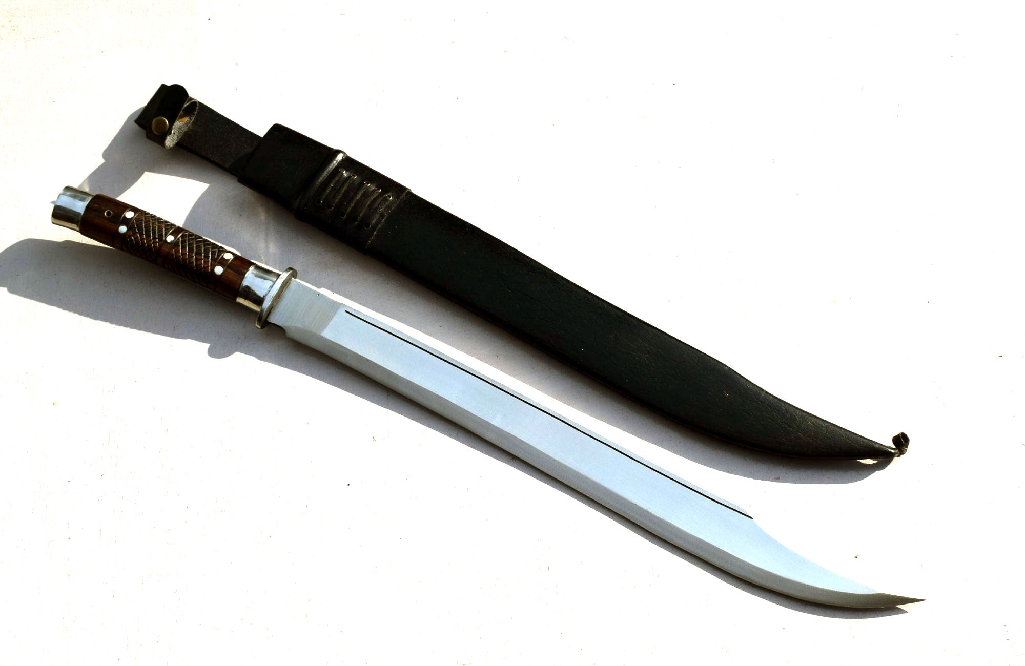Handmade Nepalese Kukri Machete – 21" Full Tang Long Hunting Knife with Black Sheath