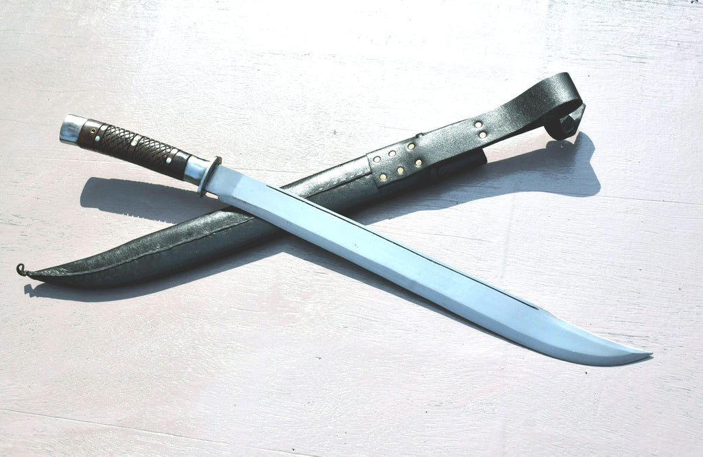 Handmade Nepalese Kukri Machete – 21" Full Tang Long Hunting Knife with Black Sheath