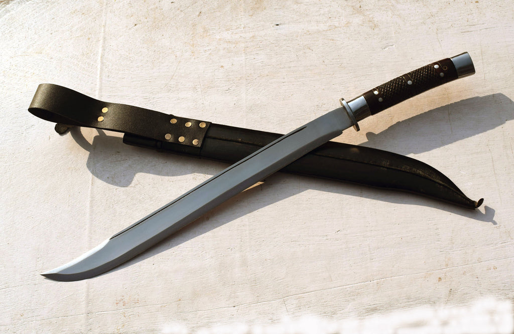 Handmade Nepalese Kukri Machete – 21" Full Tang Long Hunting Knife with Black Sheath