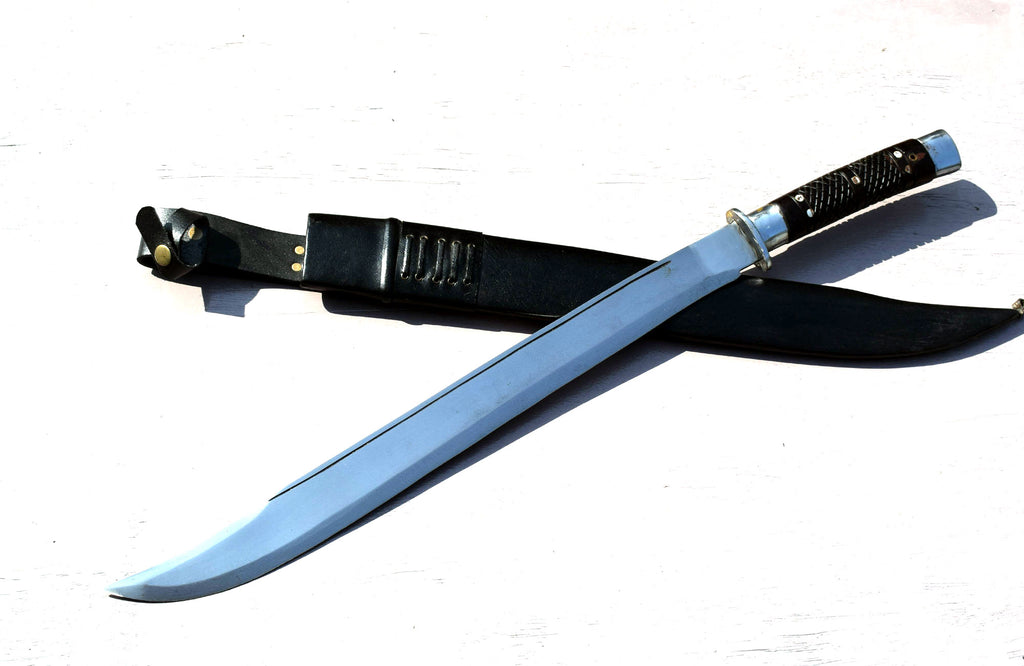 Handmade Nepalese Kukri Machete – 21" Full Tang Long Hunting Knife with Black Sheath