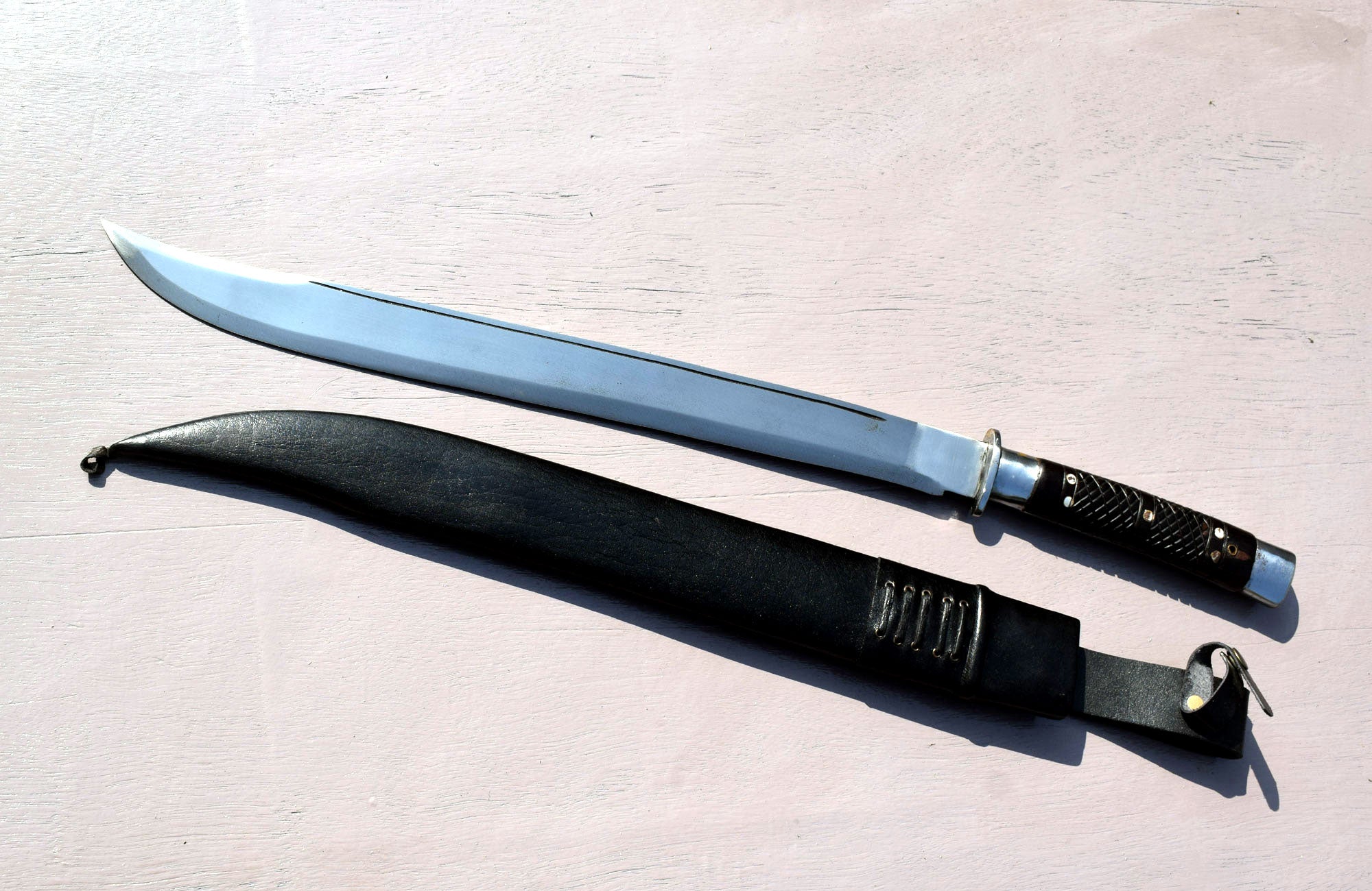 Handmade Nepalese Kukri Machete – 21" Full Tang Long Hunting Knife with Black Sheath