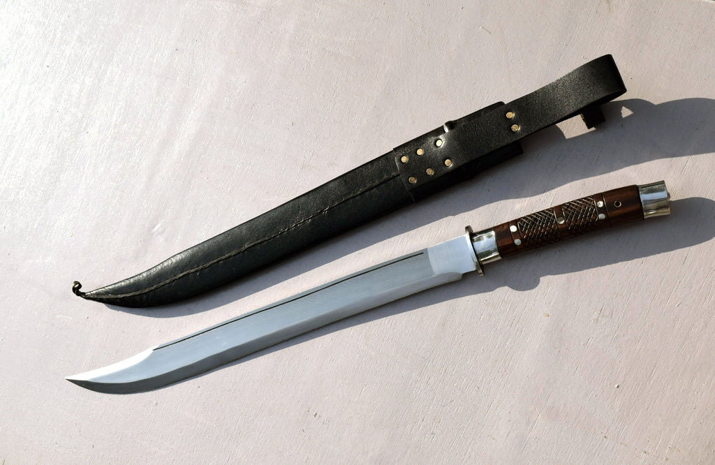 Handmade Nepalese Kukri Machete – 21" Full Tang Long Hunting Knife with Black Sheath