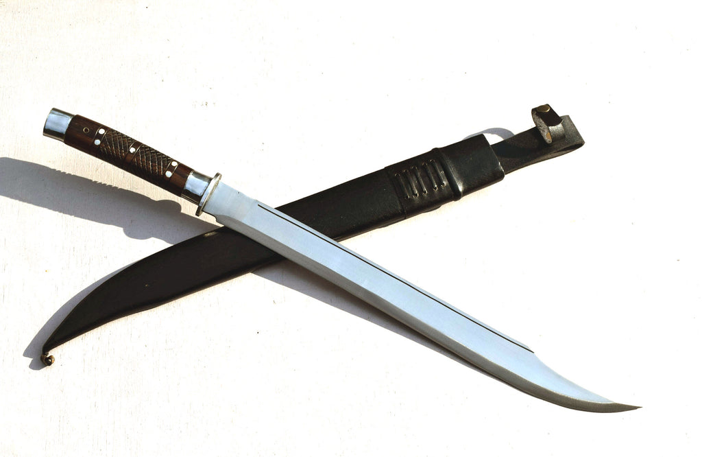 Handmade Nepalese Kukri Machete – 21" Full Tang Long Hunting Knife with Black Sheath